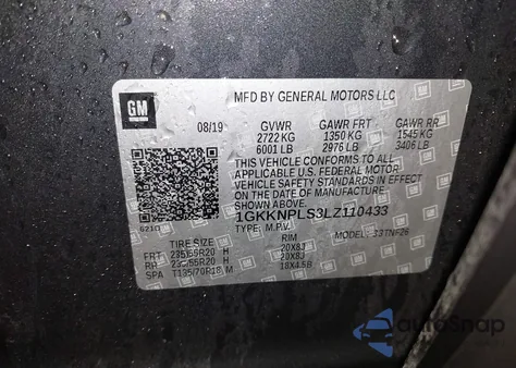 2020 GMC Acadia Fwd Denali z USA, uszkodzony, nr VIN 1GKKNPLS3LZ110433